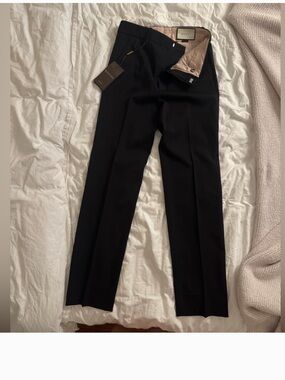 Gucci Black Women Tailored Dress Trousers Wool Slack Pants